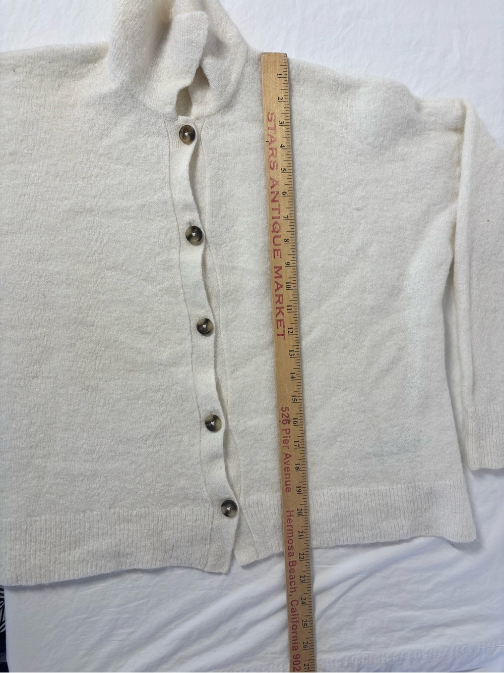 Madewell Off-White Wool/Alpaca Blend Carabelle Polo Button-Up Cardigan XL Boxy - Picture 10 of 13